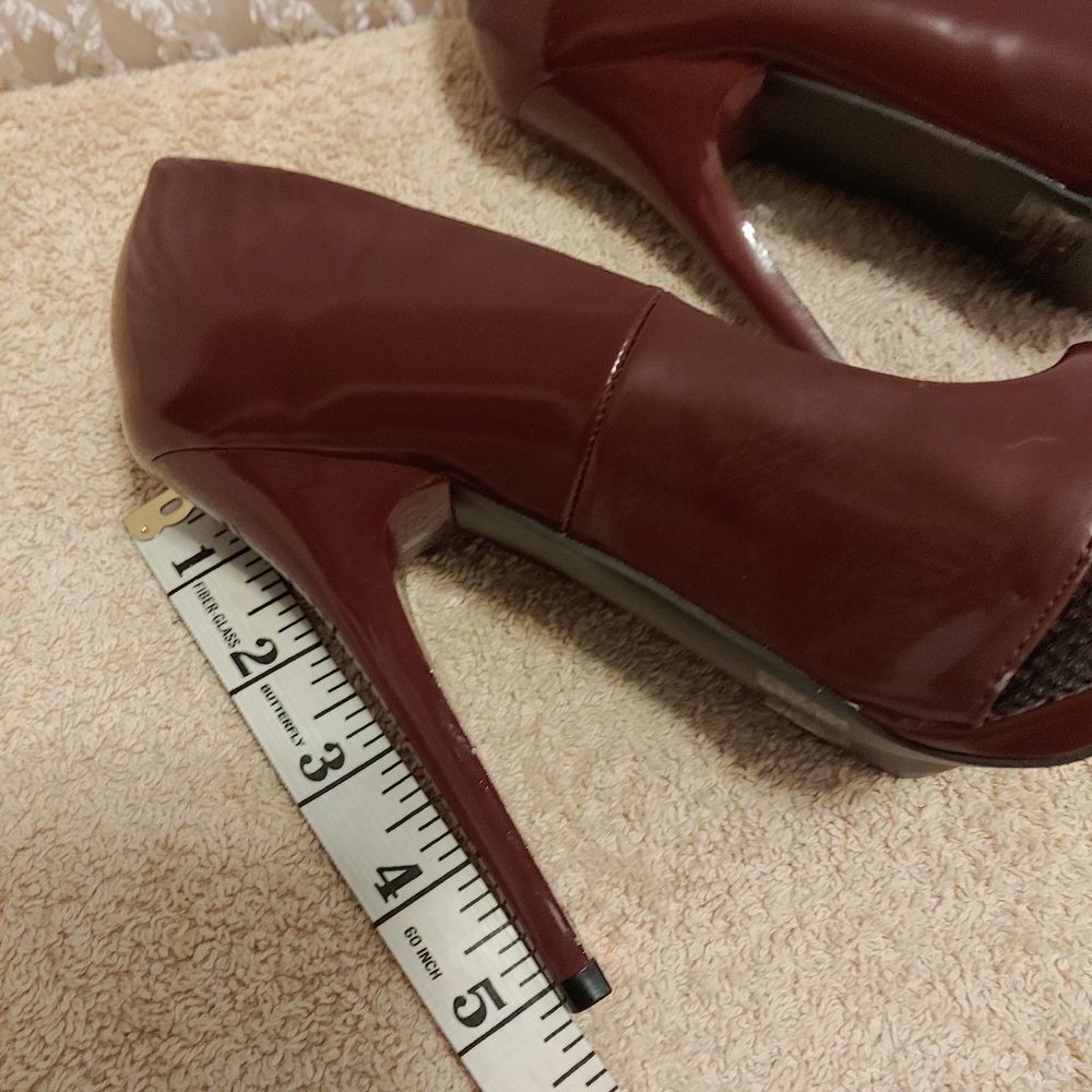 Sexy Burgundy Stilettos w BLK Mesh Toebox - Picture 11 of 11